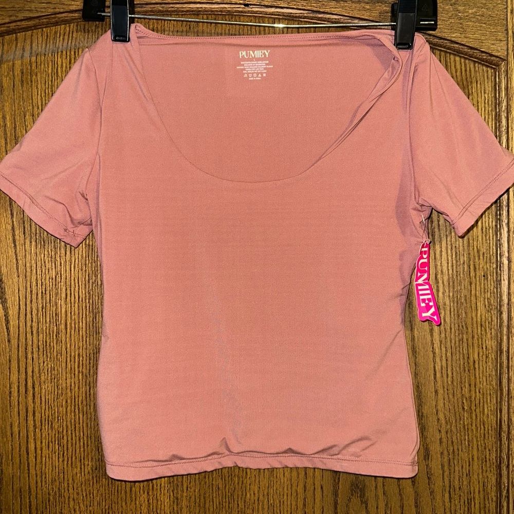 Pumiey Women's Mauve Short Sleeve Top